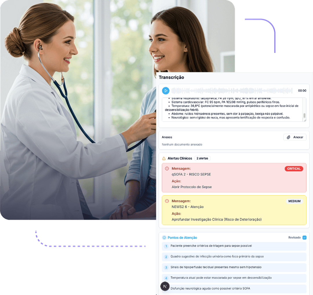 Interface de transcrição médica e preenchimento automático de prontuário